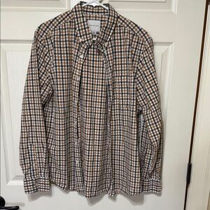 American Eagle Outfitters Tan and Black Checkered Shirt